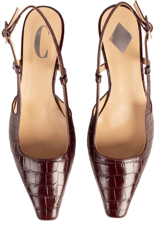 Cara Rosa | Slingbacks Bordeaux Croco