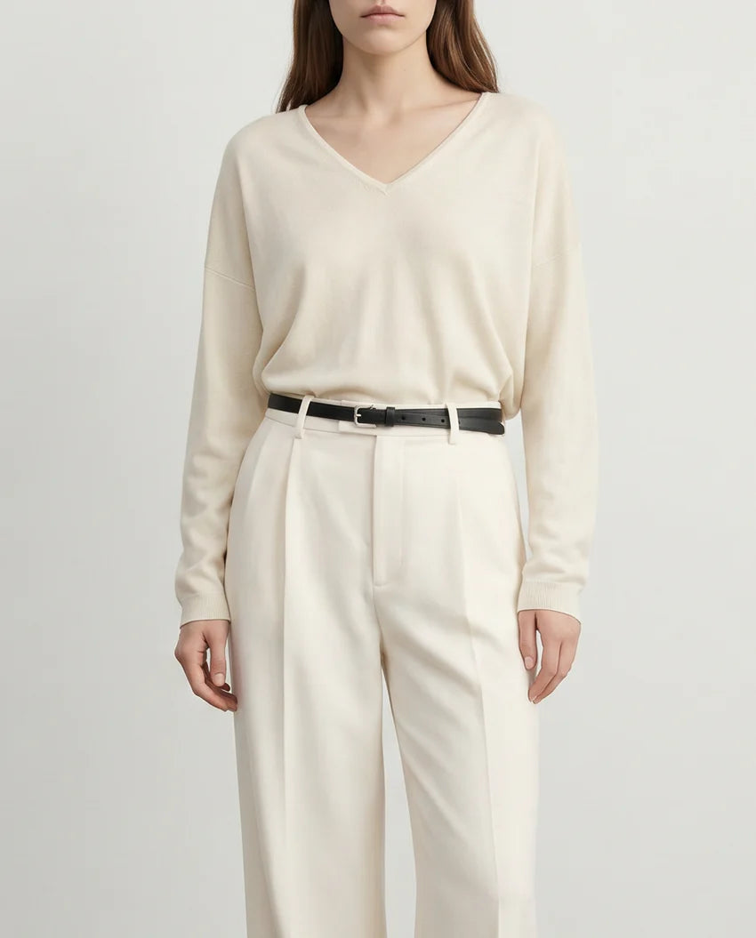 Nonchi | The Lavande Silk Sweater Cream White
