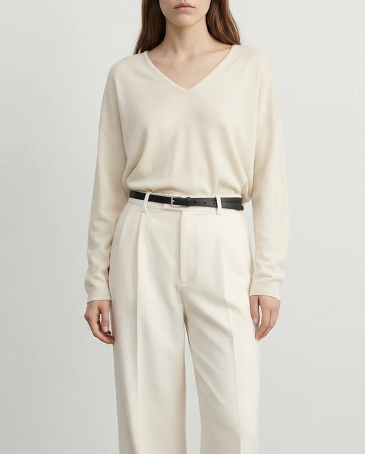 Nonchi | The Lavande Silk Sweater Cream White